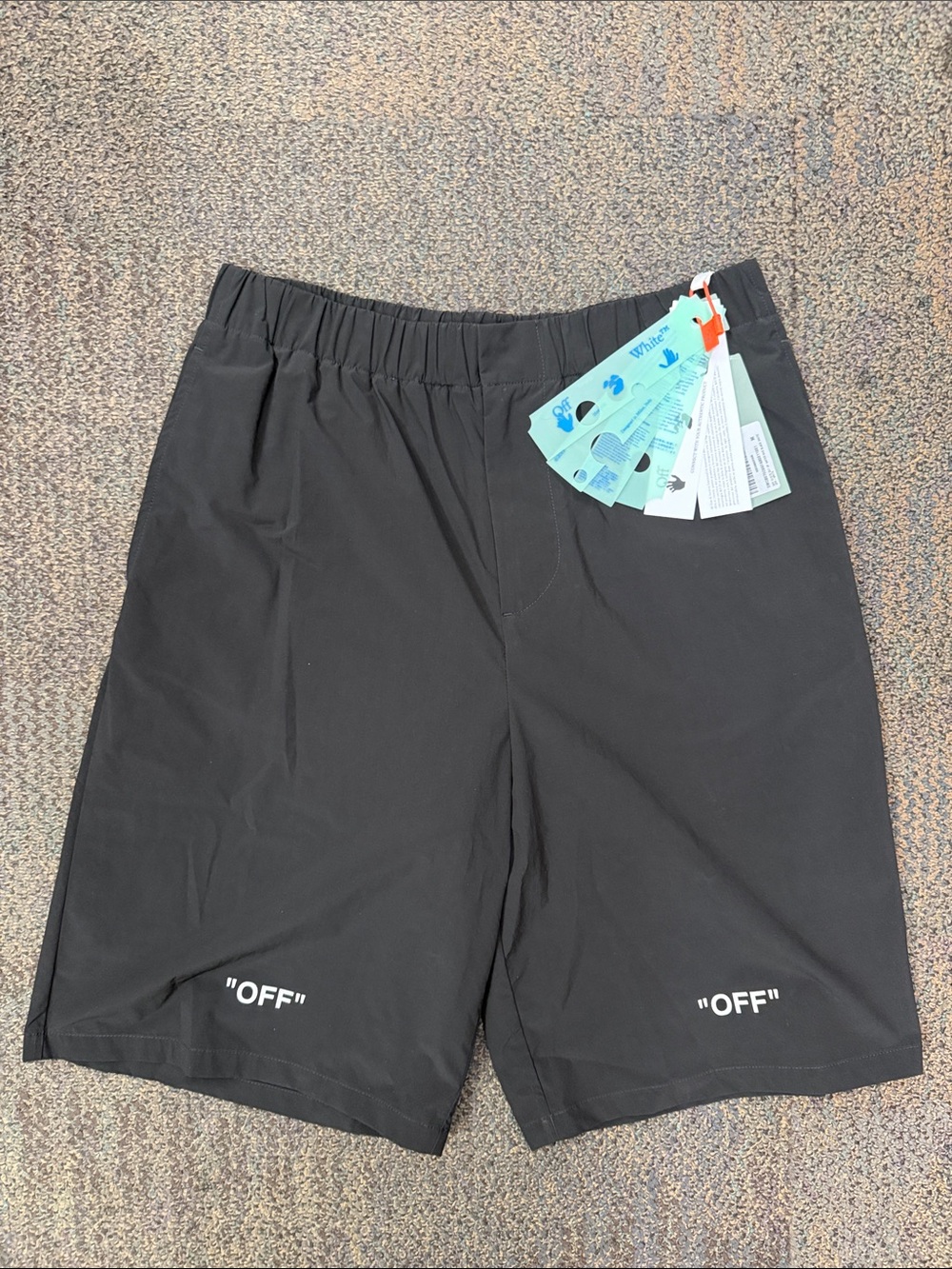 Off-White Off Quote Out Of Water Shorts Black White NWT Size M